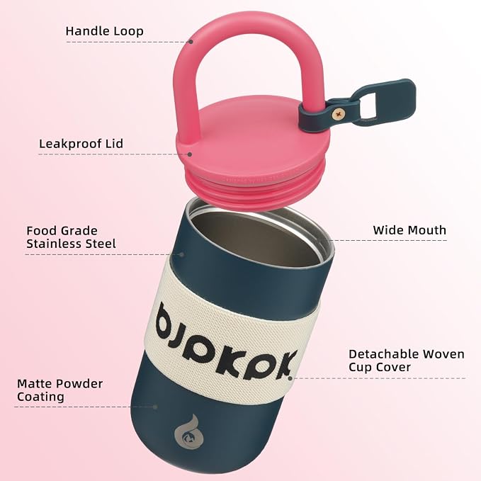 BJPKPK 13oz Insulated Loop Tumbler With Lid And Handle Stainless Steel Travel Coffee Mug Thermal Cups,Navy Blue