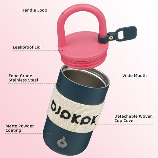 BJPKPK 13oz Insulated Loop Tumbler With Lid And Handle Stainless Steel Travel Coffee Mug Thermal Cups,Navy Blue