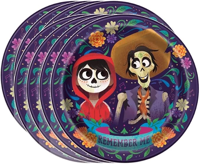 Unique Coco Party Supplies Bundle Pack includes 24 Lunch Paper Plates