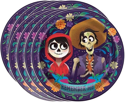 Unique Coco Party Supplies Bundle Pack includes 24 Lunch Paper Plates