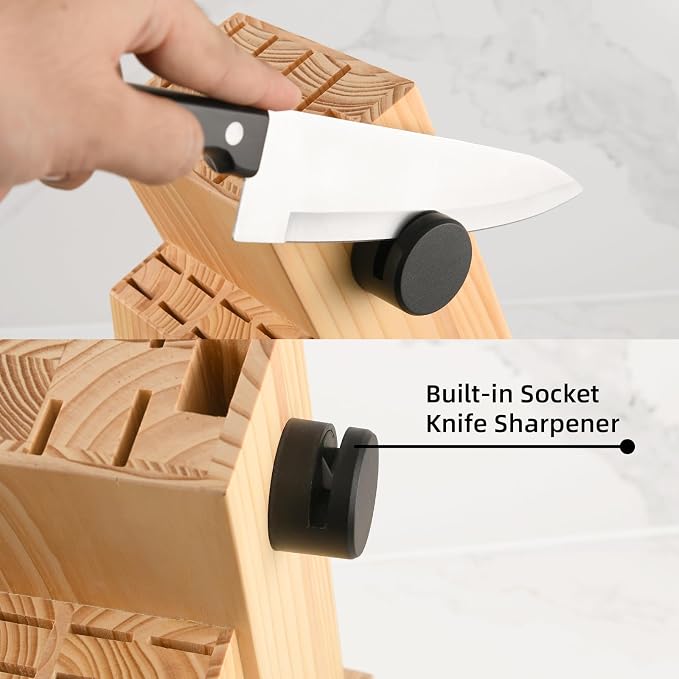 19-Piece Knife Set, German Steel, Durable and Dishwasher Safe, Knife Sets for Kitchen with Block Sets with Built-in Sharpener for Chopping, Slicing, Dicing&Cutting