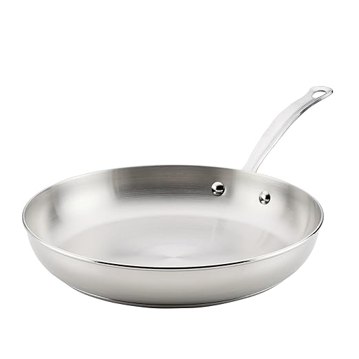 Farberware Millennium Stainless Steel Frying Pan/Skillet, Induction Ready, Compatible with All Cooktops, Metal Utensil Safe, 12.25 Inch Open Fry Pan, Dishwasher Safe - Stainless Steel