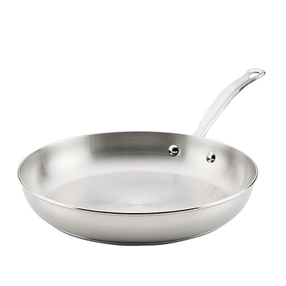 Farberware Millennium Stainless Steel Frying Pan/Skillet, Induction Ready, Compatible with All Cooktops, Metal Utensil Safe, 12.25 Inch Open Fry Pan, Dishwasher Safe - Stainless Steel