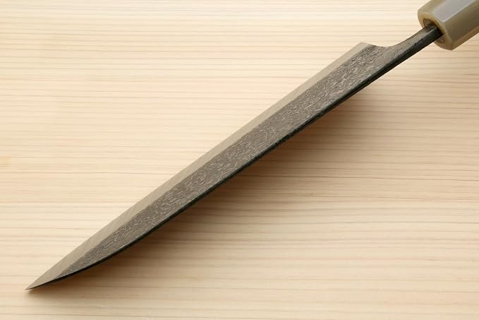 Yoshihiro Black-Forged Polished High Performance SLD Damascus Steel Santoku Multipurpose Knife (7'' (180mm), Ironwood Handle) (No Saya)