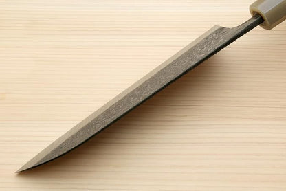 Yoshihiro Black-Forged High Performance SLD Damascus Steel Santoku Multipurpose Knife (7'' (180mm), Ironwood Handle) (With Saya)