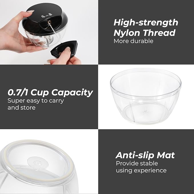 Manual Vegetable Chopper Hand String Garlic Mincer Onion Cutter Manual Food Processor for Ginger, Chili, Fruit, Meat, Nuts Food Chopper 550ml