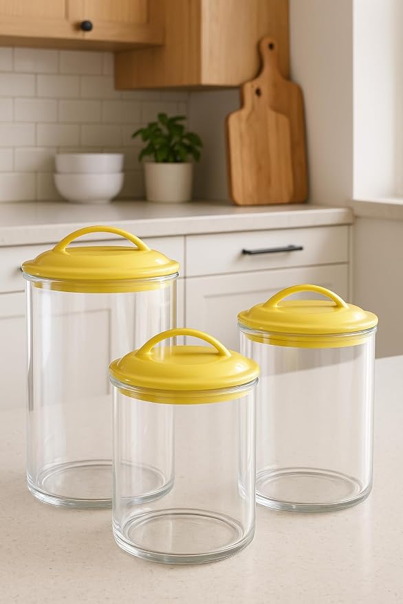 Reston Lloyd Food Storage Containers, BPA Free Airtight Canisters for Cereal, Pasta, Sugar, Coffee, Flour, Cookies, Loose Tea, for Kitchen Organization, Set of 3, Pink (Pack of 4)