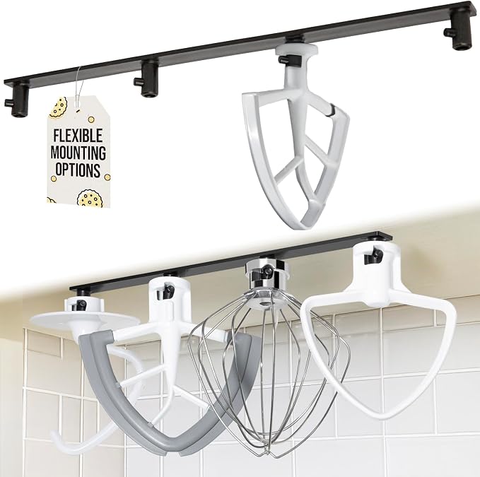 Stand Mixer Attachment Holder Compatible with All Kitchen Aid Mixer Accessories - Quick & Easy Installation Perfect for Kitchen Organization & Attachment Storage - Securely Holds 4 Mixer Attachments