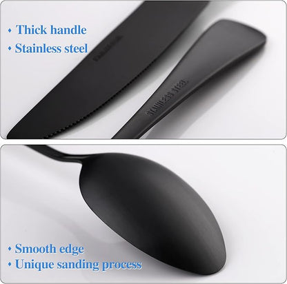 40 Piece Skull Pattern Matte Silverware Set for 8, Black Flatware set Service for 8,Gothic Unique Skull Pattern Design,18/0 Stainless,Satin Finish Cutlery for 8,Dishwasher Safe