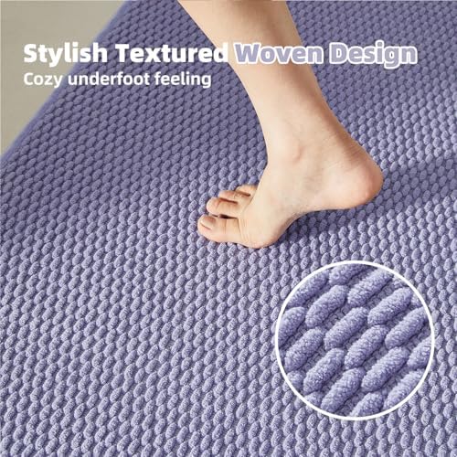 TYUU Bathroom Runner Rugs, Long Bath Mat Runner Washable Thin Quick Dry Low Pile Bathroom Runner Rugs Non Slip, Lavender 24"x70"