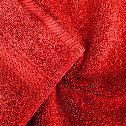 Superior Egyptian Cotton Plush & Absorbent, Face Towel Set of 6, Red