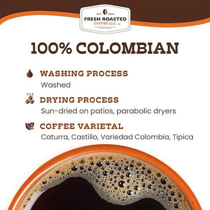 Fresh Roasted Coffee, 100% Colombian Whole Bean Coffee, Medium Roast, Kosher, 5 lb (80 oz)
