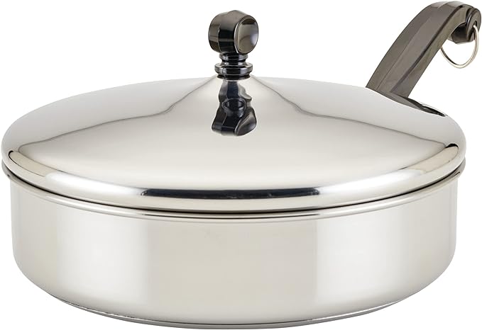 Farberware Classic Series Stainless Steel Saute Pan with Lid, 2.75-Quart Kitchenware, Silver