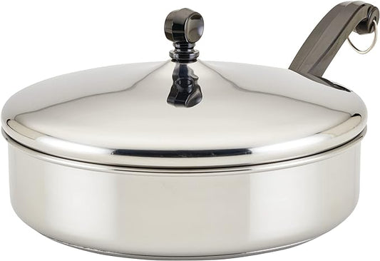 Farberware Classic Series Stainless Steel Saute Pan with Lid, 2.75-Quart Kitchenware, Silver