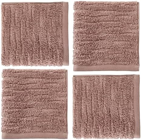 SKL Home CloudSoft Washcloth Set, 4-Piece, 100% Cotton Luxury, Clay