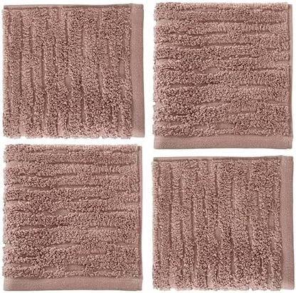 SKL Home CloudSoft Washcloth Set, 4-Piece, 100% Cotton Luxury, Clay