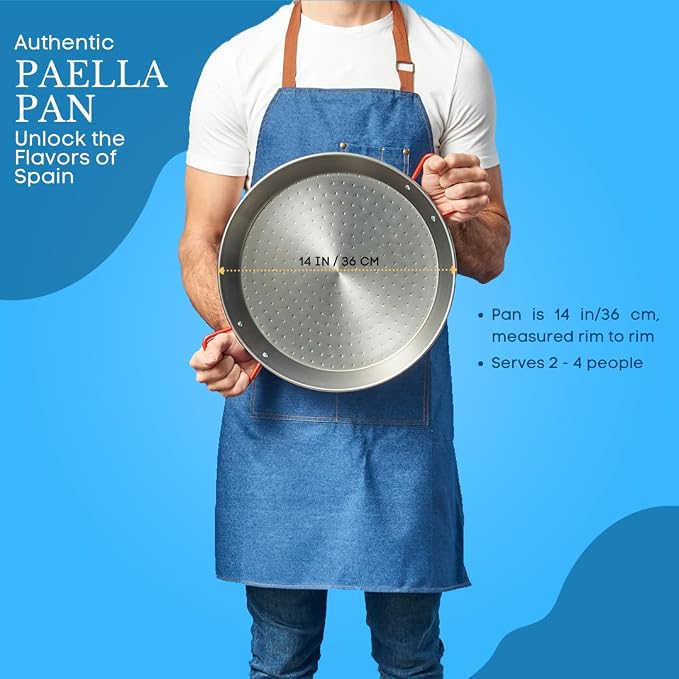 Garcima 14-inch Carbon Steel Paella Pan, 36cm
