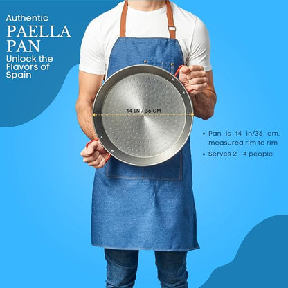 Garcima 14-inch Carbon Steel Paella Pan, 36cm