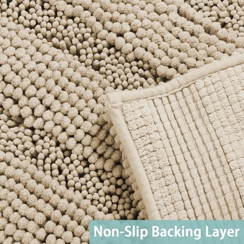 Turquoize Bathroom Rug 20"x32", Soft Absorbent Chenille Bath Rug, Fog