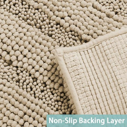 Turquoize Bathroom Rug 20"x32", Soft Absorbent Chenille Bath Rug, Fog