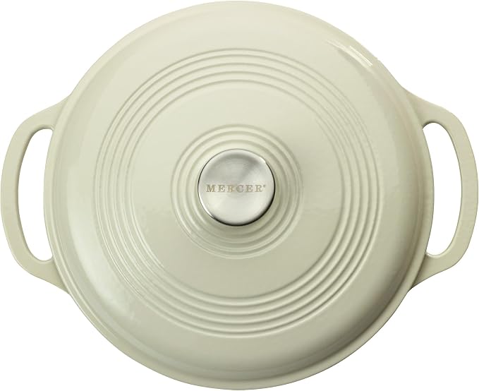 Mercer Culinary Enameled Cast Iron Round Dutch Oven, 6 qt., White