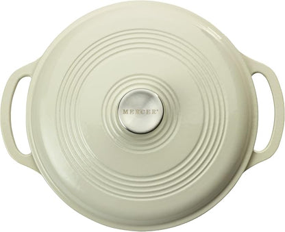Mercer Culinary Enameled Cast Iron Round Dutch Oven, 6 qt., White