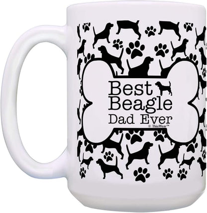 ThisWear Dog Dad Gifts For Men Best Beagle Dad Ever 15oz Ceramic Coffee Mug with Handle