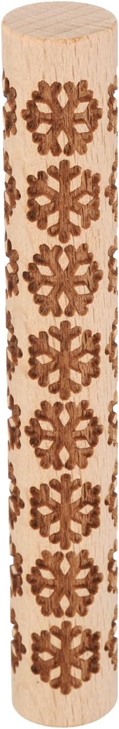 HARFINGTON Wood Clay Roller 4" Snowflake Pattern Rolling Pins Wood Rollers Pottery Tools Wood Grain Texture Rollers for Clay Baking Dough Playdough DIY
