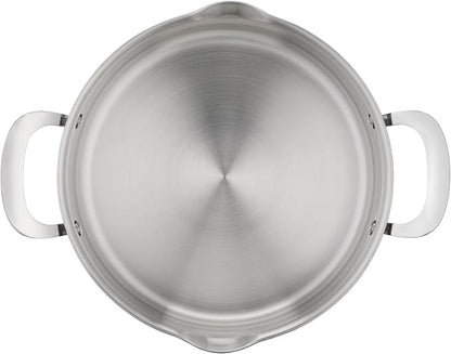 Jamie Oliver by T-fal Cook Smart 10-Piece Cookware Set, Uncoated Stainless Steel, Robust, Fast Heating, Even Cooking, Riveted Handle, Induction safe, Oven and dishwasher safe