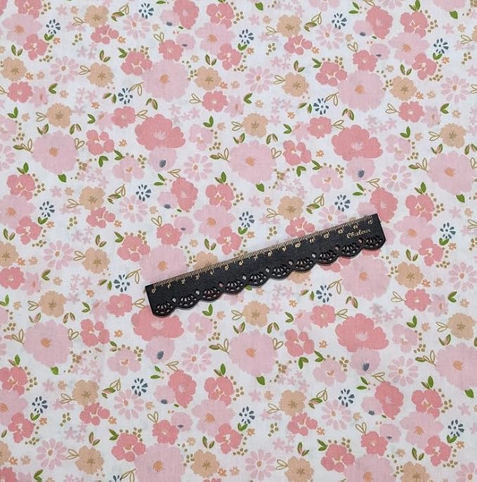 7 pcs 20" x 20" Cotton Fabric DIY Making Supplies Quilting Patchwork Fabric Fat Quarter Bundles DIY for Quilting Cotton Patchwork Cushions (Pink Flowers, 20" x 20")