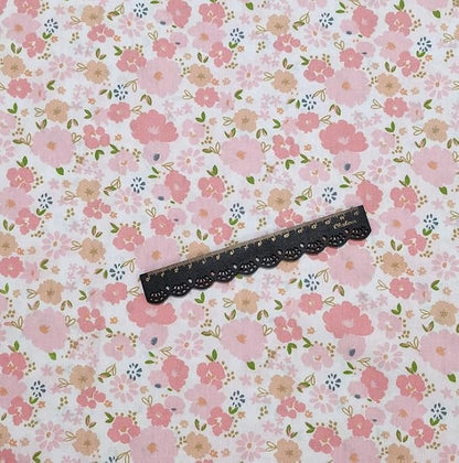 7 pcs 20" x 20" Cotton Fabric DIY Making Supplies Quilting Patchwork Fabric Fat Quarter Bundles DIY for Quilting Cotton Patchwork Cushions (Pink Flowers, 20" x 20")