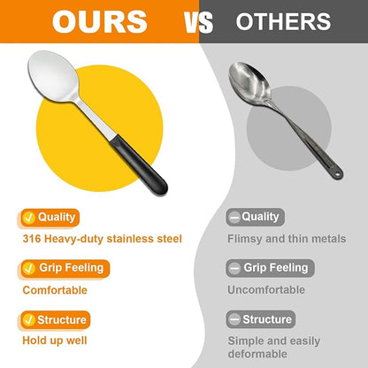 4 Pcs Cooking Utensils Set, Stainless Steel Kitchen Utensils, Heat Resistant Metal Kitchen Tools Include Solid, Slotted Turner, Serving Spoon, Non-Stick Wok Spatula, Dishwasher Safe, Silver
