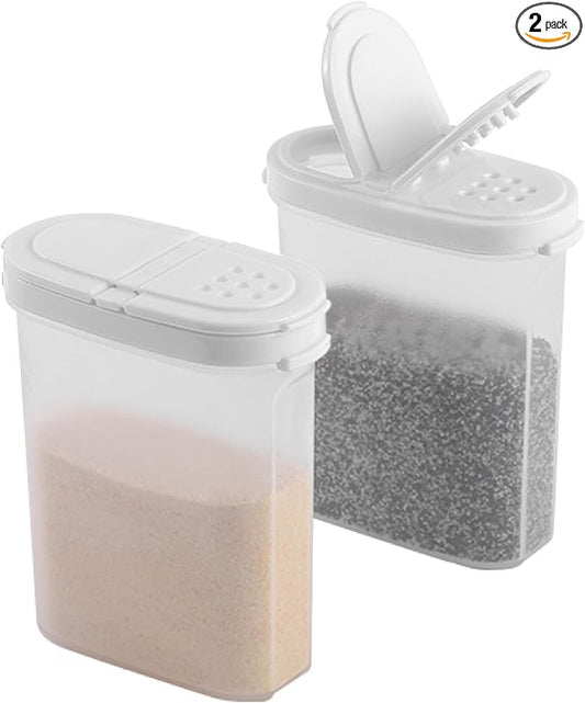 SIGNORA WARE Spice Jars with Lids - 8 oz Refillable Empty Airtight Spice/Seasoning Containers Set -2 in 1 Pour/Sift Shaker Lids Clear Plastic Spice/Seasoning Organizer Kitchen/Travel 2 pk