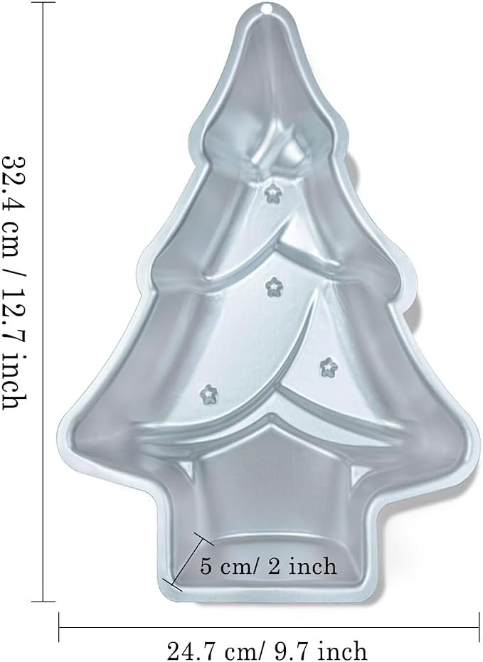 12 Inch Aluminum Christmas Tree Shaped Cake Pan - Professional Non-Stick Baking Tin for Festive Holiday Desserts, For Christmas Cake，silver (Christmas Tree cake pan)