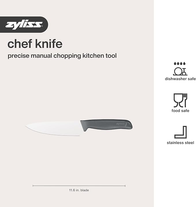 Zyliss Comfort Knife - Japanese Stainless Steel Blade - Non-Slip Contoured Handle for All Hand Sizes - Kitchen Tools with Safety Kitchen Blade Guards - Dishwasher Safe - 5.9" Chef's Knife