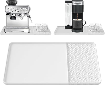 Silicone Coffee Mat with Raised Edges 24" x 16" – Waterproof Countertop Mat, Coffee Maker Pad, Espresso Machine Mat, Heat Resistant Dish Drying Mat