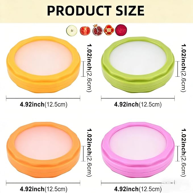 Avocado Saver and Onion Storage - Set of 4 Reusable Double sided silicone food storage container for fridge pod - Ideal for Garlic,Tomatos, Lemons, and Potatoes ﻿ ﻿