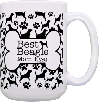 ThisWear Dog Mom Gifts Best Beagle Mom Ever Mothers Day Mug 15oz Ceramic Coffee Mug with Handle