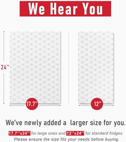 Cooyes 12 PCS Refrigerator Liners, 12" x 24" Non-Slip Fridge Liners Strong Absorbent Washable Non-Adhesive, Refrigerator Shelf Liners and Mats for Shelves, Drawers, Kitchen Cabinets(Gray Slate)