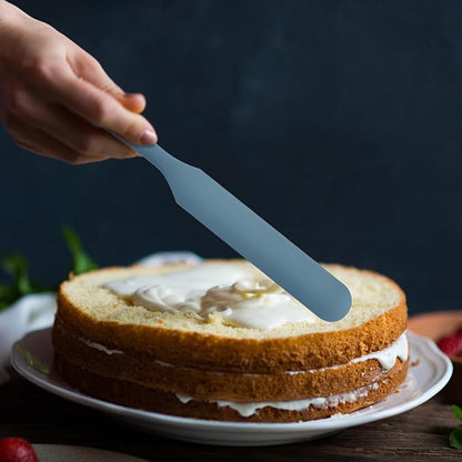 Silicone Jar Spatula,Non-Stick Heat Resistant Kitchen Thin Spatula,Sourdough Stirring Stick,Jam Spreader for Peanut Butter,Cake Cream Butter Spatulas for Scraping Icing Bread Cream (Blue)