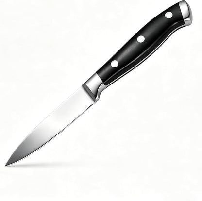 3.5 Inch High Carbon Steel Fruit and Vegetable Paring Knife, Triple Rivet Compact Knives with Ergonomic Handle, Ultra Sharp Small Kitchen Knife for Peeling, Slicing and Garnish