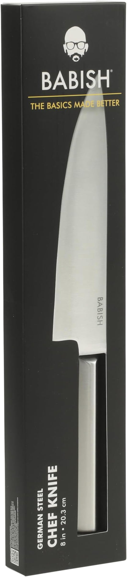 Babish 8-Inch Chef Knife – High-Carbon 1.4116 German Steel Kitchen Knife, Full-Tang Razor Sharp Chef’s Blade for Chopping, Slicing, Dicing & Everyday Prep