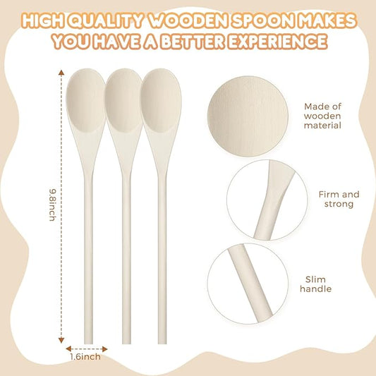 Eaasty 50 Pcs 9.8 Inch Wooden Spoons Bulk for Cooking Handle Long Wooden Spoons Stirring Spoons Oval Wood Mixing Spoons for Baking Mixing Serving Stirring Cooking Tasting Crafts