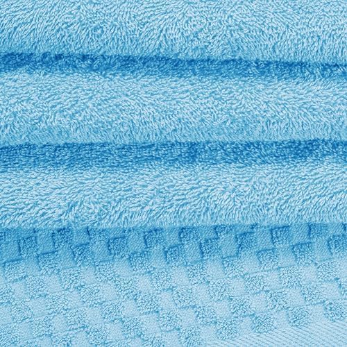 MyOwn Premium Cotton 6 Pack Towel Set for Bathroom, Contains 2 Bath Towels 28x55 inch, 2 Hand Towels 16x24 inch & 2 Wash Coths 12x12 inch, Ideal Everyday use, Compact & Lightweight - Sky Blue