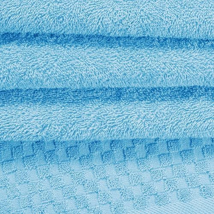 MyOwn Premium Cotton 6 Pack Towel Set for Bathroom, Contains 2 Bath Towels 28x55 inch, 2 Hand Towels 16x24 inch & 2 Wash Coths 12x12 inch, Ideal Everyday use, Compact & Lightweight - Sky Blue