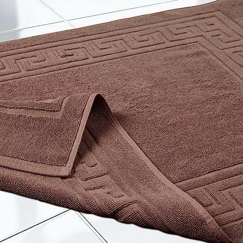 Superior Heavyweight Cotton Bath Mats, Bath Rugs For Bathroom Accessories, Washable Rug For Shower, Bath, Toilet, Modern Decor, No Backing, Luxury Hotel And Spa Quality, Set of 2, 22" x 35", Mocha