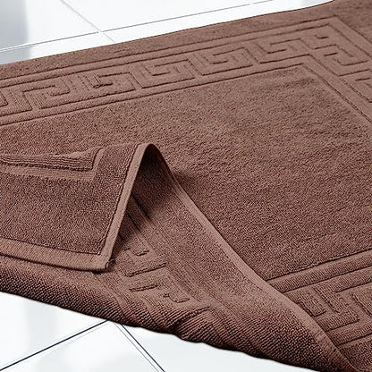 Superior Heavyweight Cotton Bath Mats, Bath Rugs For Bathroom Accessories, Washable Rug For Shower, Bath, Toilet, Modern Decor, No Backing, Luxury Hotel And Spa Quality, Set of 2, 22" x 35", Mocha
