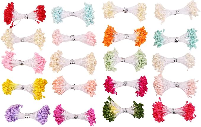 DECORA 20 Bundles 1700 Pieces Assorted Color 3mm Pearl Flower Stamen for Card Making Decoratiaon