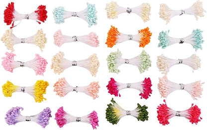 DECORA 20 Bundles 1700 Pieces Assorted Color 3mm Pearl Flower Stamen for Card Making Decoratiaon