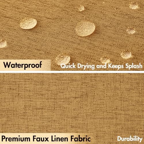 MIULEE 72 x 84 Extra Long Linen Shower Curtain Gold 12 Metal Hooks
